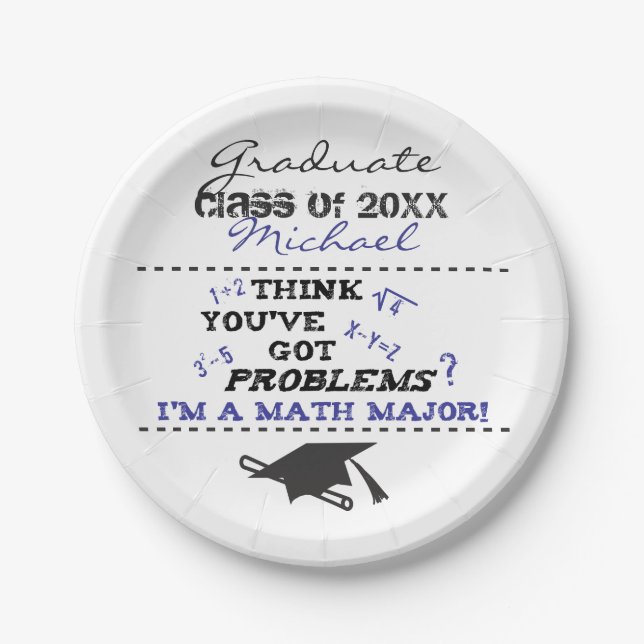 Funny Math Major Graduation Add Name Paper Plate (Front)