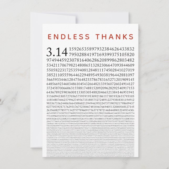 Funny Math Nerd Thank You Card, Number Pi (Front)
