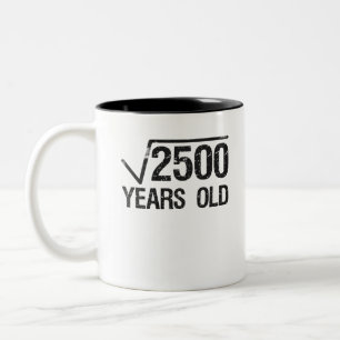 Funny Math Problem Square Root of 2500 Equal 50th Two-Tone Coffee Mug