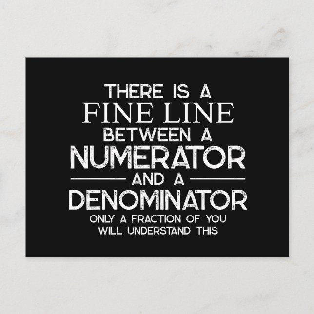 Funny Math Student, There is a fine line between Holiday Postcard (Front)