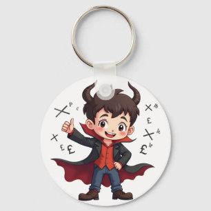 Funny Math Teacher Cartoon – Devilish Educator Keychain