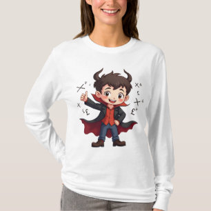 Funny Math Teacher Cartoon – Devilish Educator  T-Shirt