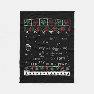 Funny Math Teacher Christmas Merry Xmas In Math Eq Fleece Blanket