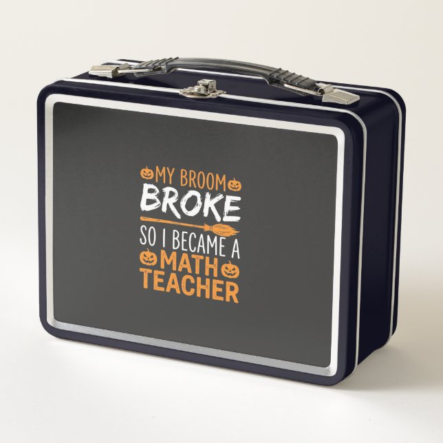 Funny Math Teacher Halloween Broom Metal Lunch Box (Front)