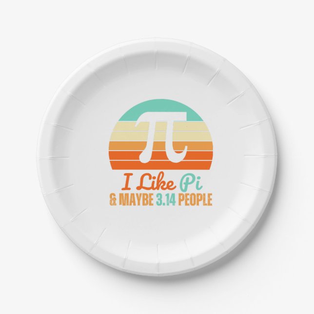 Funny Math Teacher March 14th Pi Day Merch I Like  Paper Plate (Front)