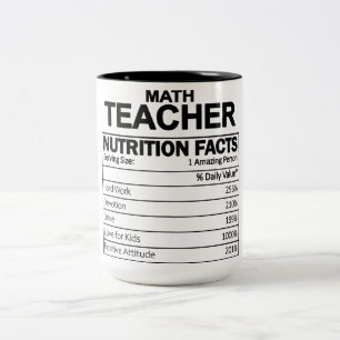 Funny Math Teacher Nutrition Facts Two-Tone Coffee Mug