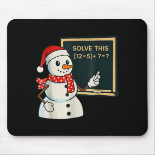 Funny Math Teacher Snowman Christmas Puzzle Winter Mouse Pad