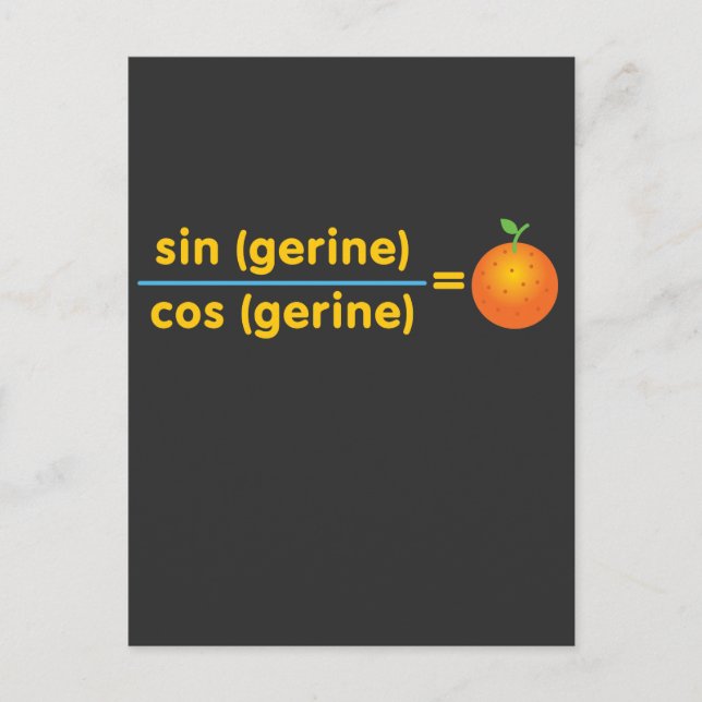 Funny Math Teacher tshirt Funny Tangerine Math Pun Postcard (Front)