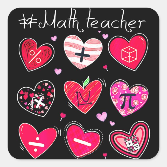 Funny Math Teacher Valentine's Day Pi Math Lover Square Sticker (Front)