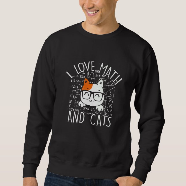 Funny Math Tees I Love Math And Cats (Front)