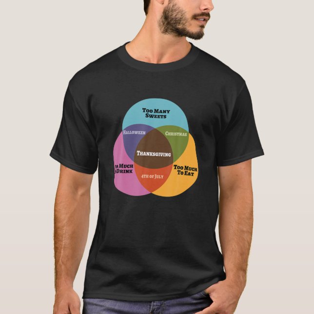 Funny Math Venn Diagram Meme Thanksgiving Xmas Hal T-Shirt (Front)
