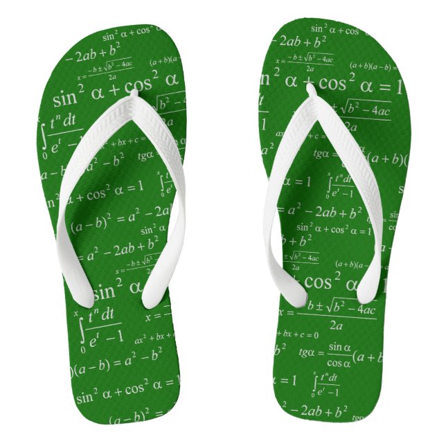 Funny Mathematics Equations Chalkboard Math Geeky Flip Flops (Footbed)
