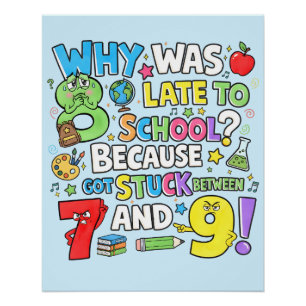 Funny Maths Poster for Kids UK Classroom Numbers 