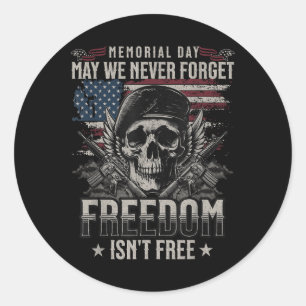 Funny May We Never Forget Freedom Isnt Free Memori Classic Round Sticker