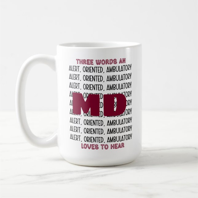 Funny MD Alert Custom CNA/LPN/EMT/PA/RN/RT/NP Coffee Mug (Left)