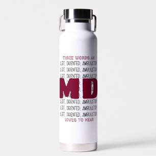 Funny MD Alert Custom CNA/LPN/EMT/PA/RN/RT/NP Water Bottle