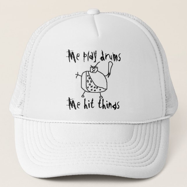 Funny "Me Play Drums" Drummer Hat (Front)
