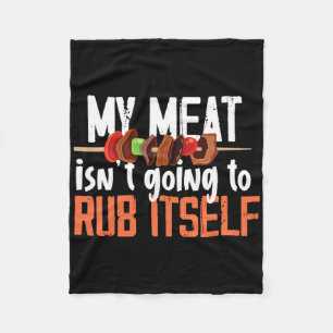 Funny Meat Rub Barbeque Design For Men  Fleece Blanket