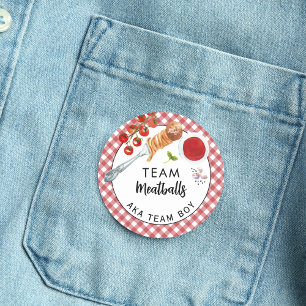 Funny Meatball Team Boy Gender Reveal Party Vote Classic Round Sticker