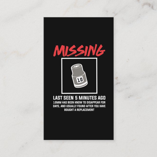 Funny Mechanic 10mm Socket Mechanical Engineering Business Card (Front)