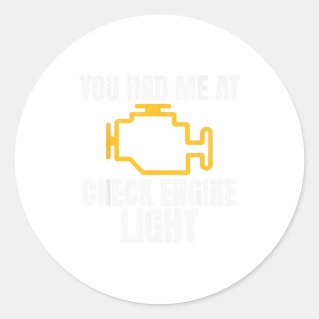 Funny Mechanic Check Engine Light Car Auto Repair  Classic Round Sticker (Front)