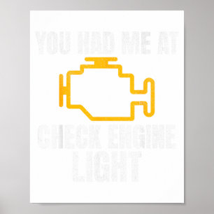 Funny Mechanic Check Engine Light Car Auto Repair Poster