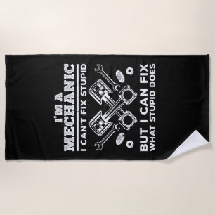 Funny Mechanic for Men Dad Car Auto Diesel Automob Beach Towel