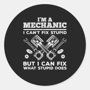 Funny Mechanic for Men Dad Car Auto Diesel Automob Classic Round Sticker
