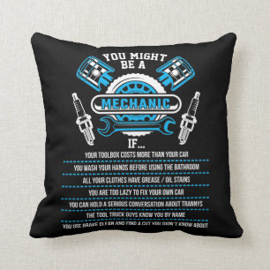 Funny Mechanic Garage Workshop Technician Throw Pillow