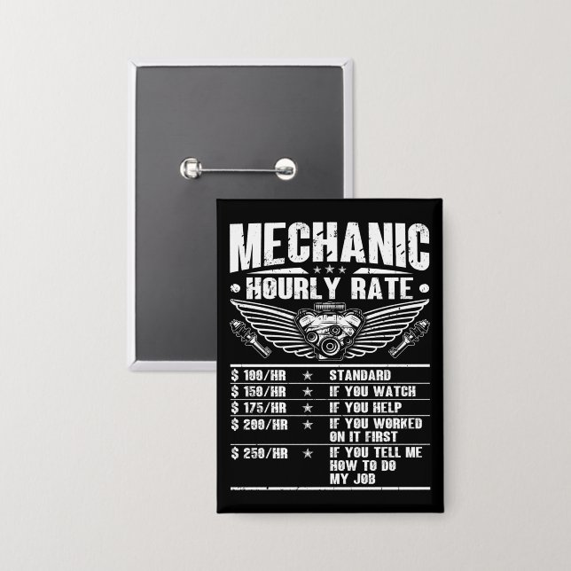 Funny Mechanic Hourly Rate Auto Car Mechanic Labou (Front/Back)