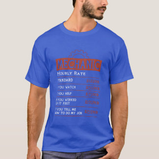 Funny Mechanic Hourly Rate Funny Car Mechanic T-Shirt
