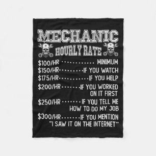 Funny Mechanic Hourly Rate Joke Design  Fleece Blanket