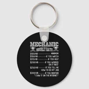 Funny Mechanic Hourly Rate Joke Design  Keychain