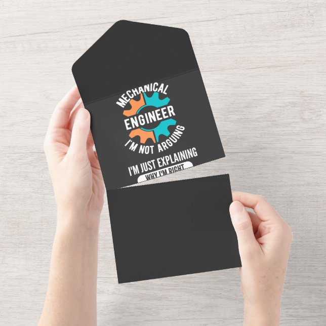 Funny Mechanical Engineer, Mechanical Engineering All In One Invitation (Tearaway)