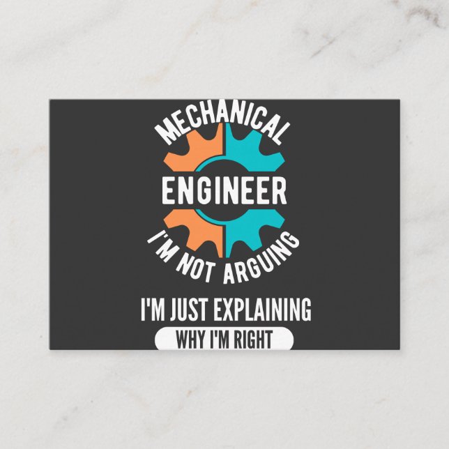 Funny Mechanical Engineer, Mechanical Engineering Business Card (Front)