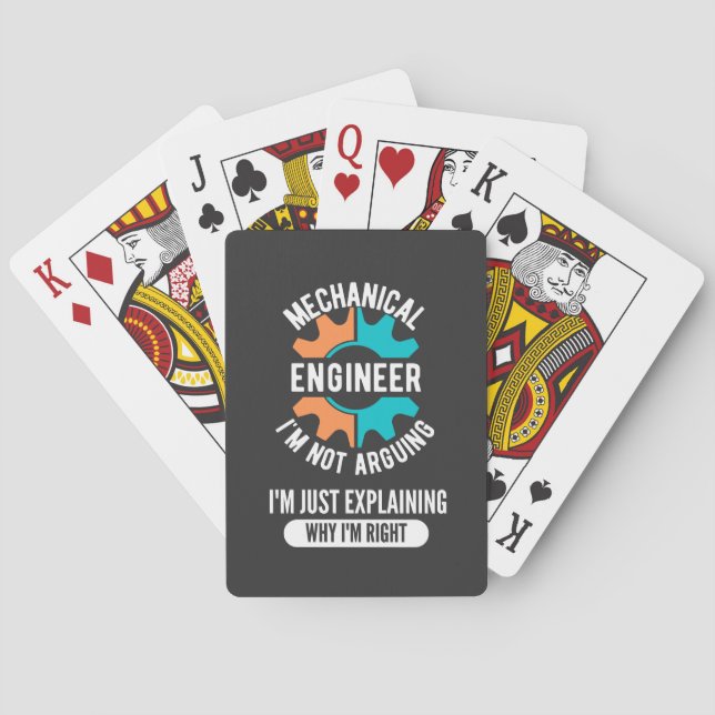 Funny Mechanical Engineer, Mechanical Engineering Playing Cards (Back)