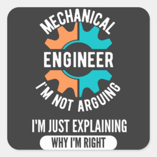 Funny Mechanical Engineer, Mechanical Engineering Square Sticker