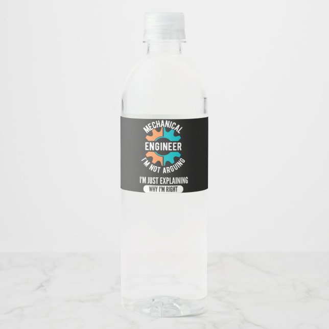 Funny Mechanical Engineer, Mechanical Engineering Water Bottle Label (Front)