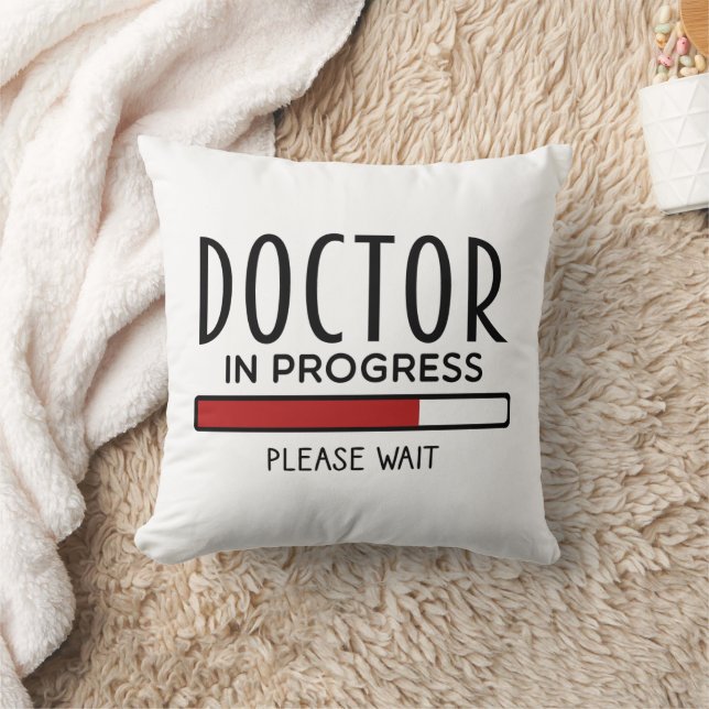 Funny Med School Student Doctor in Progress  Throw Pillow (Blanket)