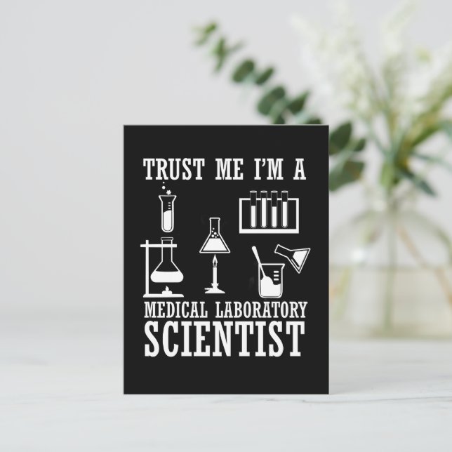 Funny medical lab tech scientist humour laboratory postcard (Standing Front)