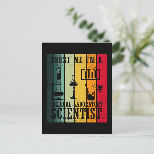 Funny medical lab tech scientist humour postcard (Standing Front)
