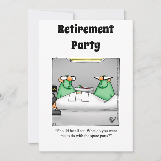 Funny Medical Retirement Humour Party Invitations (Front)