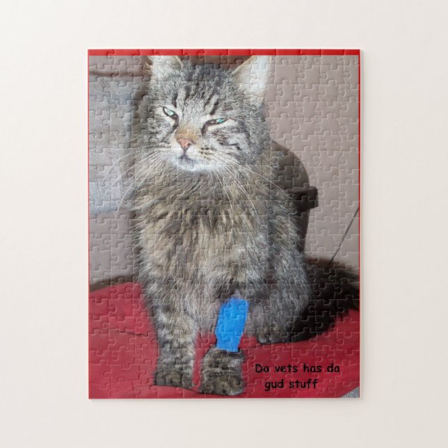 Funny Medicated cat meme or your picture Jigsaw Puzzle (Vertical)