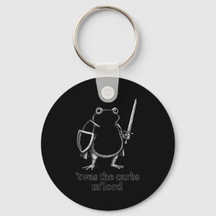 Funny Medieval Frog Meme Carbs Knight M'lord Quote Keychain