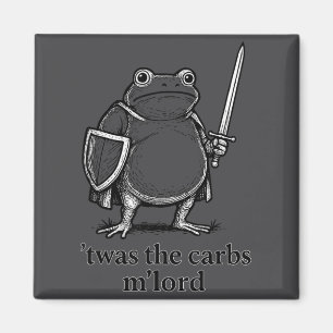 Funny Medieval Frog Meme Carbs Knight M'lord Quote Magnet