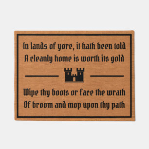 Funny Medieval Humour Rustic Brown Minimalist Doormat