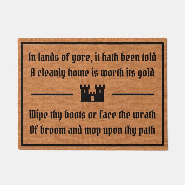 Funny Medieval Humour Rustic Brown Minimalist Doormat (Front)