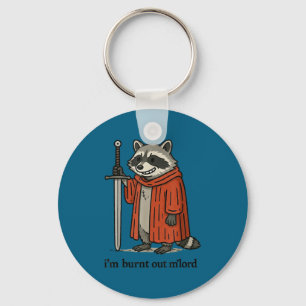 Funny Medieval Raccoon Knight I'm Burnt Out M Lord Keychain