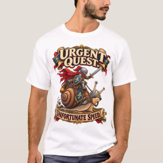 Funny Medieval Snail Knight T-Shirt | Urgent Quest