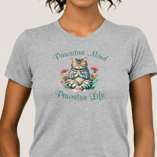 Funny Meditation Cat Inspirational Positive Quote T-Shirt